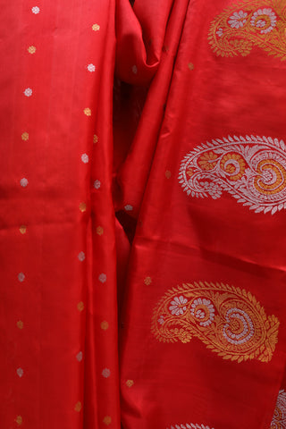 Red Gadwal Silk Saree - SRRGSS299