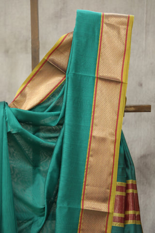 Green Cotton Silk Maheshwari Saree - SRGCSMS343