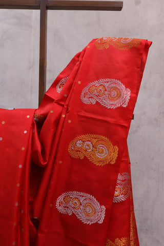 Red Gadwal Silk Saree - SRRGSS299