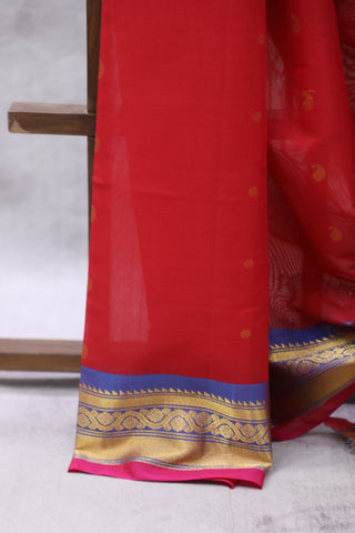 Red Gadwal Cotton Silk Saree - SRRGCSS29