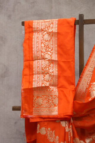 Orange Banarasi Silk Saree-SROBSS490