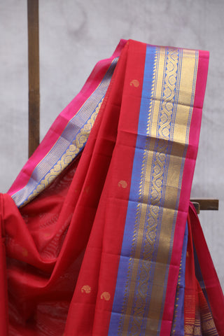 Red Gadwal Cotton Silk Saree - SRRGCSS29