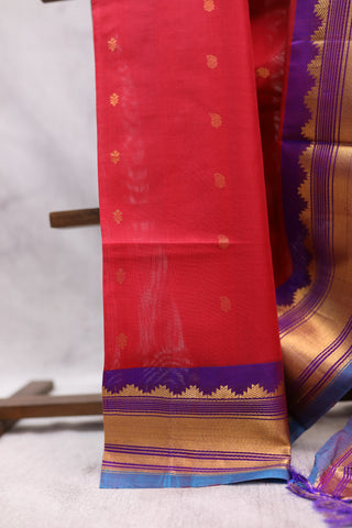 Red Gadwal Cotton Silk Saree - SRRSS195