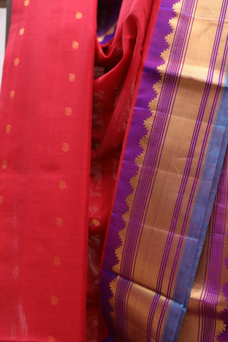 Red Gadwal Cotton Silk Saree - SRRSS195