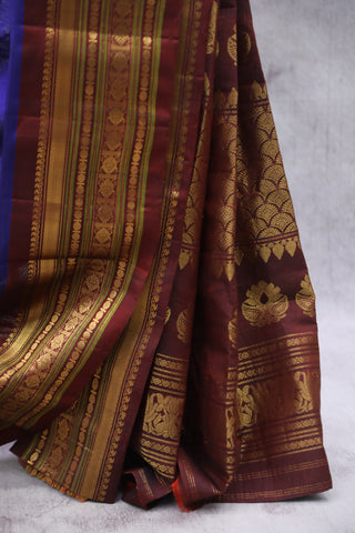 Blue Gadwal Cotton Silk Saree - SRBGCSS38