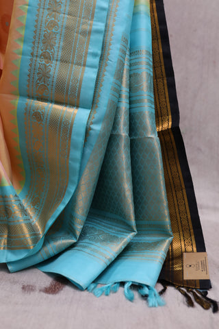 Two Tone Cream Gadwal Silk Saree - SRTTCSS214