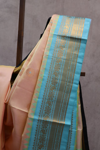 Two Tone Cream Gadwal Silk Saree - SRTTCSS214