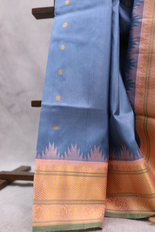 Ash Blue Gadwal Silk Saree - SRABGSS251