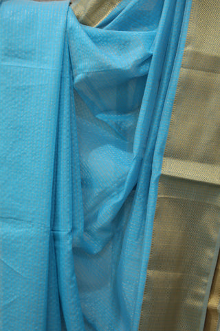 Sky Blue Cotton Silk Maheshwari Saree - SRSBCSMS360