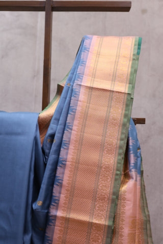 Ash Blue Gadwal Silk Saree - SRABGSS251