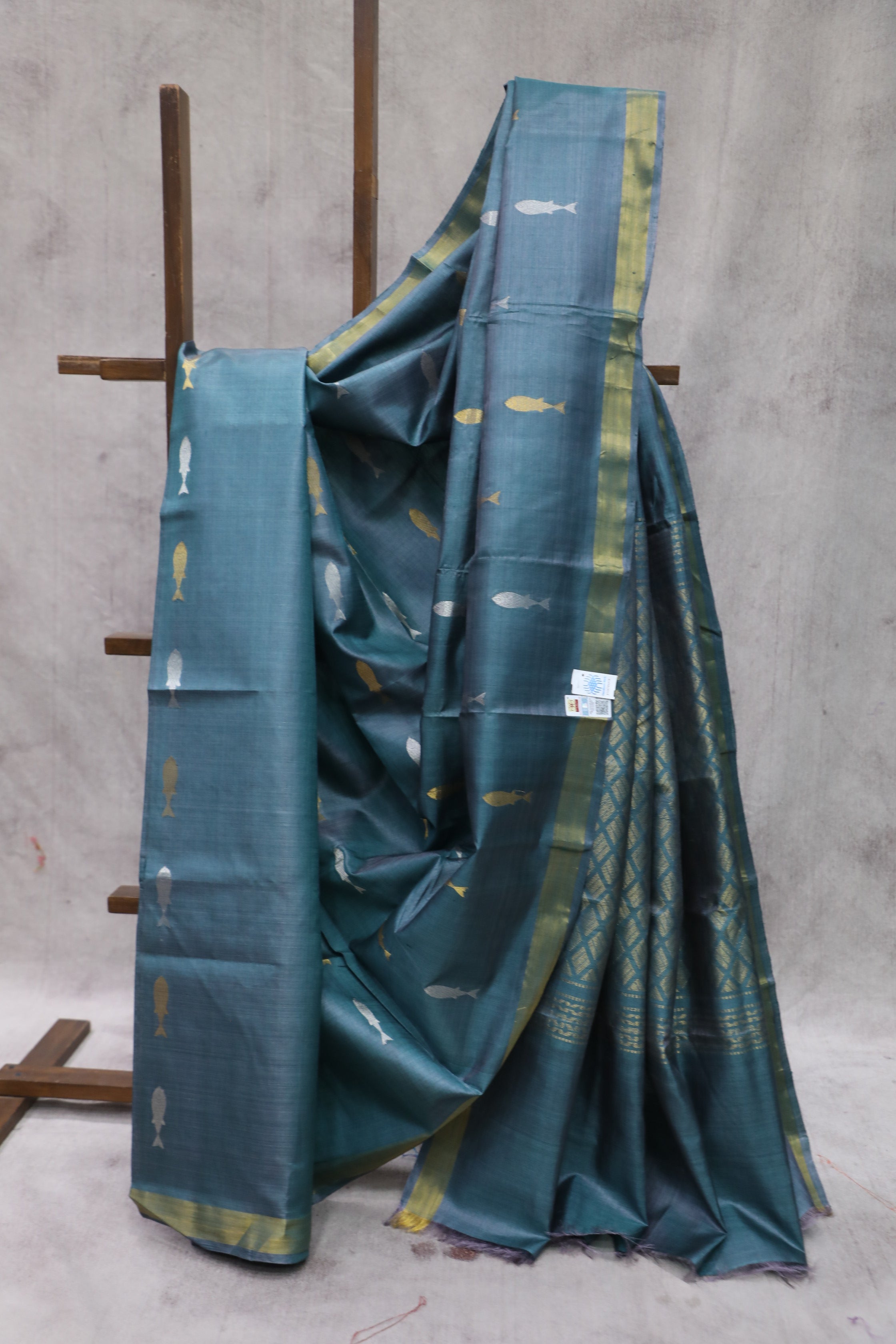 Teal Blue Kosa Tussar Silk Saree - SRTBKTSS853