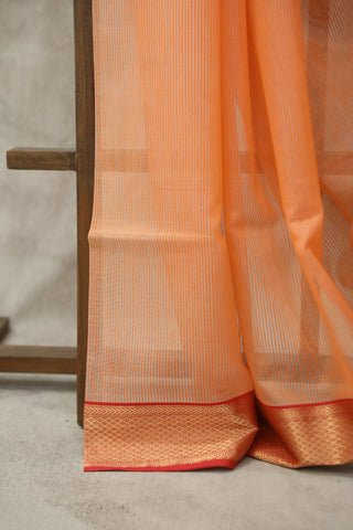 Peach Organza Maheshwari Saree - SRSPCSMS20EX