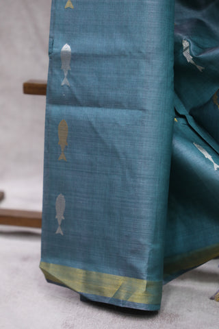 Teal Blue Kosa Tussar Silk Saree - SRTBKTSS853