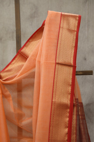 Peach Organza Maheshwari Saree - SRSPCSMS20EX