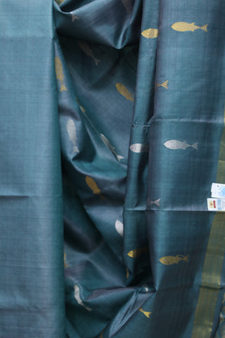 Teal Blue Kosa Tussar Silk Saree - SRTBKTSS853