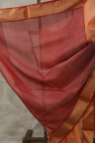 Peach Organza Maheshwari Saree - SRSPCSMS20EX