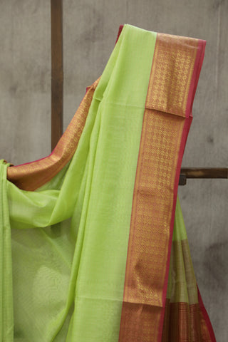 Pista Green Maheshwari Cotton Silk Saree - SRPGCS162EX