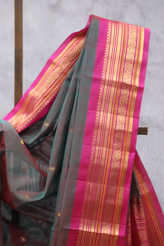 Moss Green Gadwal Cotton Silk Saree - SRMGGCSS41