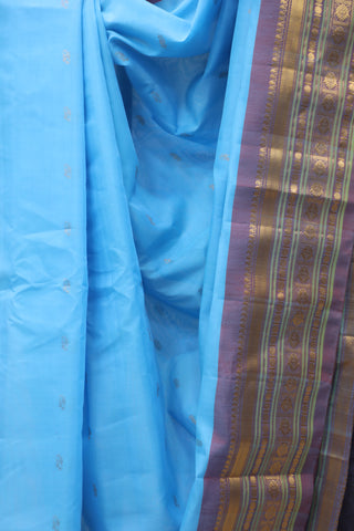 Sky Blue Gadwal Cotton Silk Saree - SRSBGCSS40