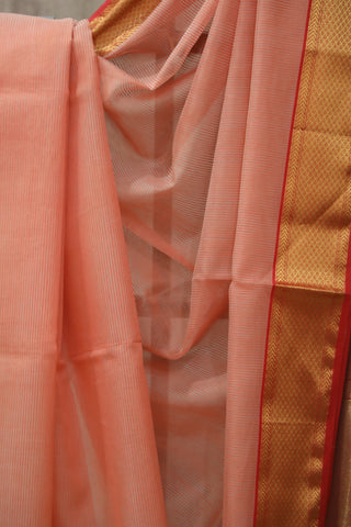 Peach Organza Maheshwari Saree - SRSPCSMS29EX