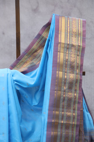 Sky Blue Gadwal Cotton Silk Saree - SRSBGCSS40