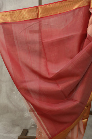 Peach Organza Maheshwari Saree - SRSPCSMS29EX