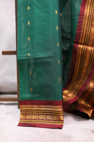 Peacock Green Gadwal  Silk Cotton Saree - SRPGGS145