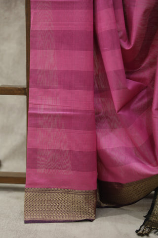 Pink Cotton Silk Maheshwari Saree - SRPCSMS318