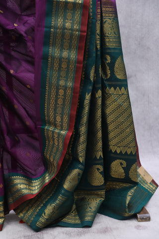 Purple Gadwal Cotton Silk Saree - SRPGCSS45