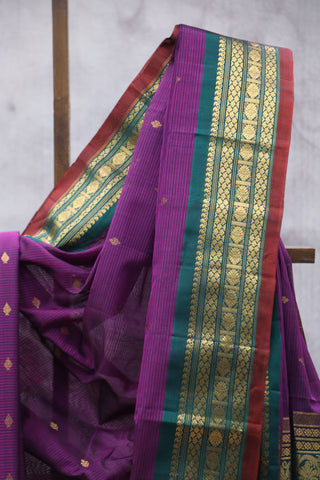 Purple Gadwal Cotton Silk Saree - SRPGCSS45