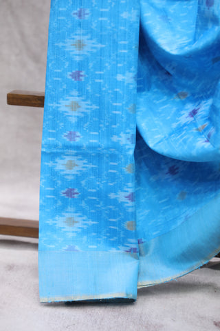 Sky Blue Patola Raw Silk Saree - SRSBPRSS356