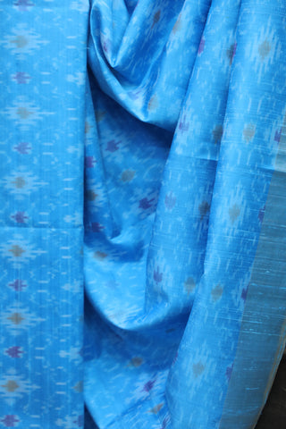 Sky Blue Patola Raw Silk Saree - SRSBPRSS356