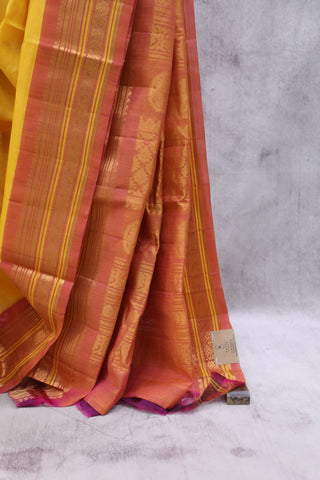 Yellow Gadwal Cotton Silk Saree - SRYGCSS54