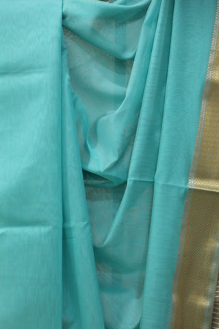 Aqua Blue Cotton Silk Maheshwari Saree - SRSYCSMS37EX