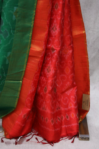 Green Patola Raw Silk Saree - SRGPRSS359