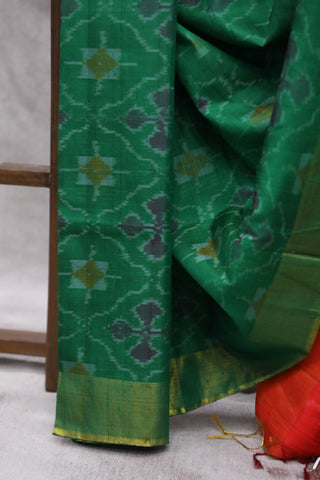 Green Patola Raw Silk Saree - SRGPRSS359