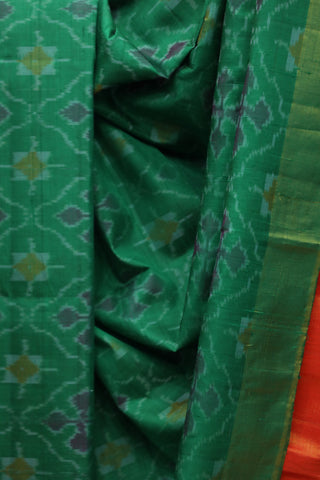 Green Patola Raw Silk Saree - SRGPRSS359