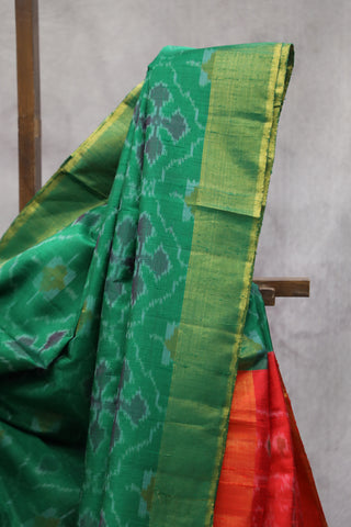 Green Patola Raw Silk Saree - SRGPRSS359