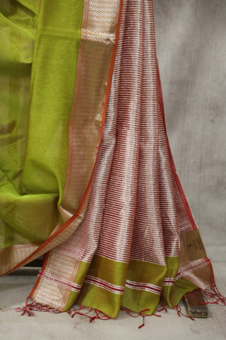 Moss Green Cotton Silk Maheshwari Saree - SRSYCSMS334EX