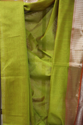 Moss Green Cotton Silk Maheshwari Saree - SRSYCSMS334EX