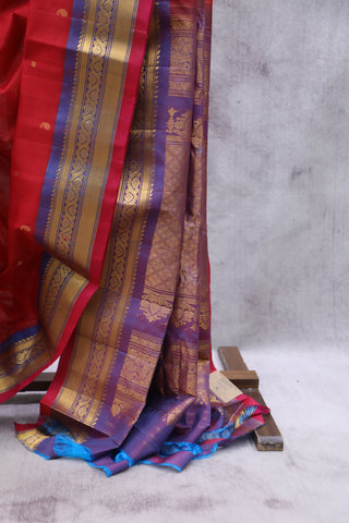 Red Gadwal Cotton Silk Saree - SRRGCSS53