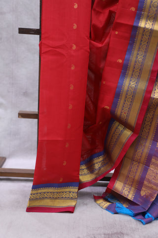 Red Gadwal Cotton Silk Saree - SRRGCSS53