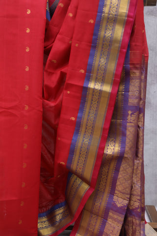 Red Gadwal Cotton Silk Saree - SRRGCSS53