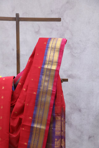 Red Gadwal Cotton Silk Saree - SRRGCSS53