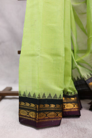 Pista Green Cotton Gadwal Saree - SRPGCGS133