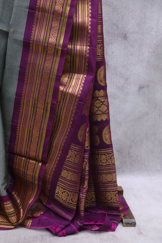 Grey Gadwal Cotton Silk Saree - SRGGCSS46