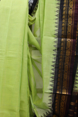 Pista Green Cotton Gadwal Saree - SRPGCGS133