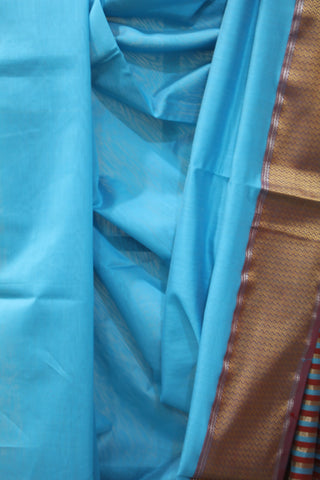 Sky Blue Maheshwari Cotton Silk Saree - SRSBMCS184EX