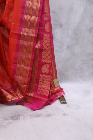 Red Gadwal Cotton Silk Saree - SRRGCSS47