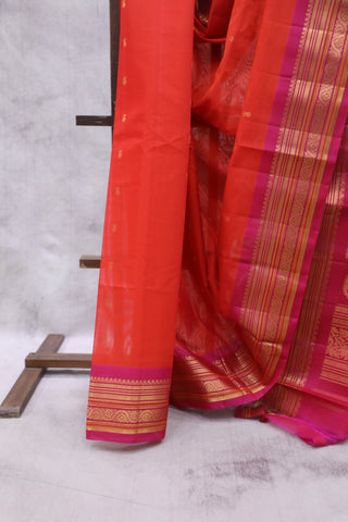 Red Gadwal Cotton Silk Saree - SRRGCSS47